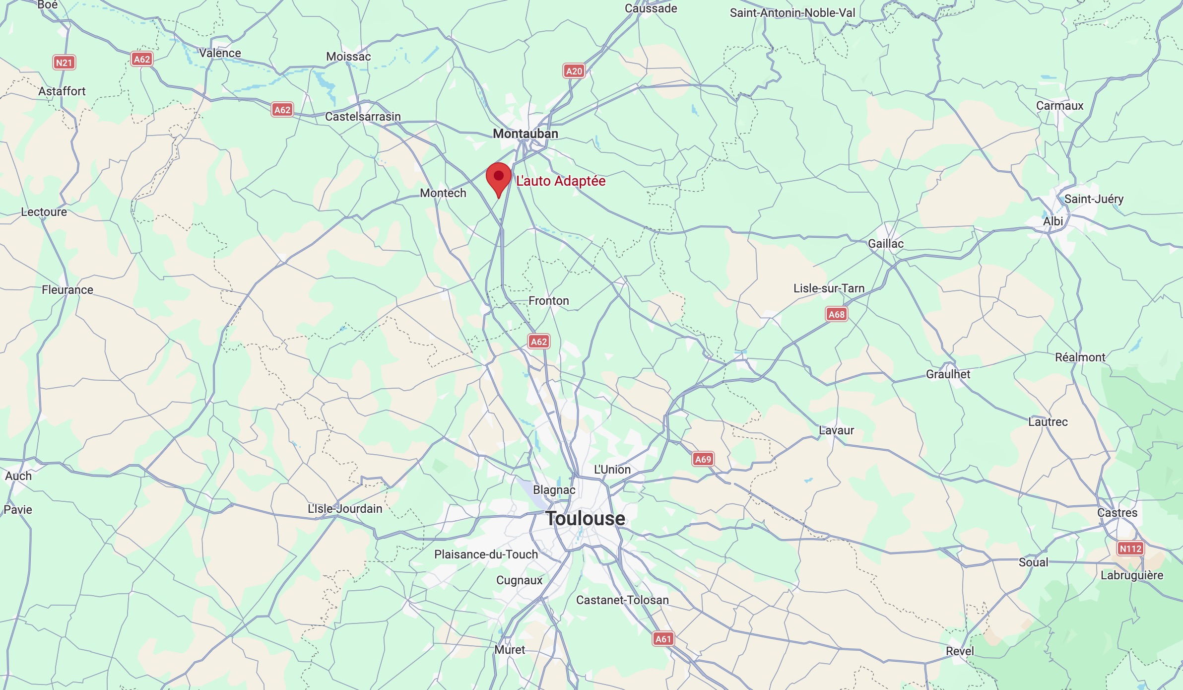 Localisation de L'Auto Adaptée à Bressols, à proximité de Montauban